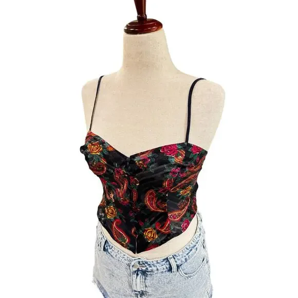 Vintage 90s Victoria’s Secret Gold Label Paisley Corset Cami Womens S Fits Big - Picture 4 of 9